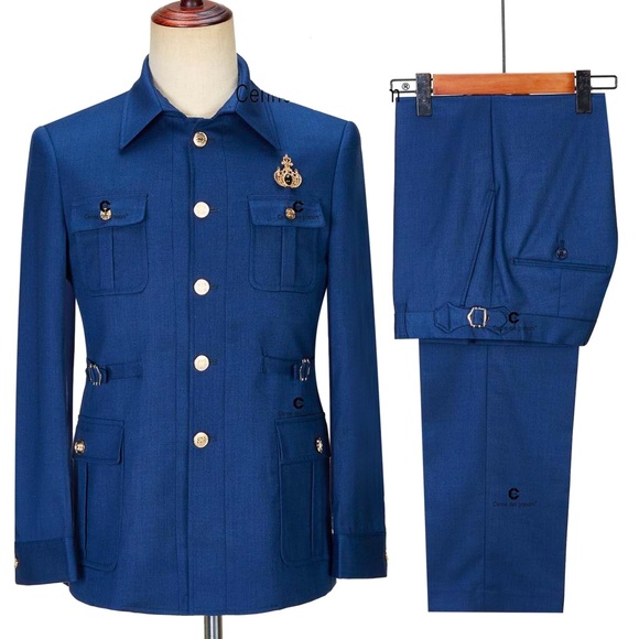 Suits & Blazers Mens Blue Safari Casual Leisure Suit Poshmark